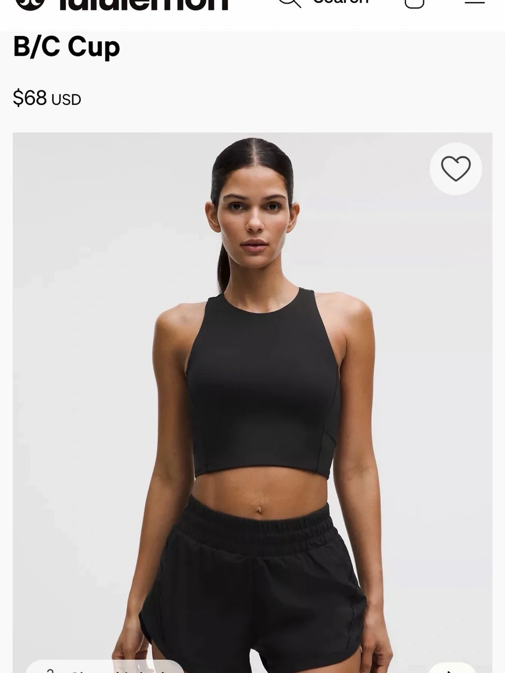 lululemon athletica Black Athletic Crop Razor Back Tank Top